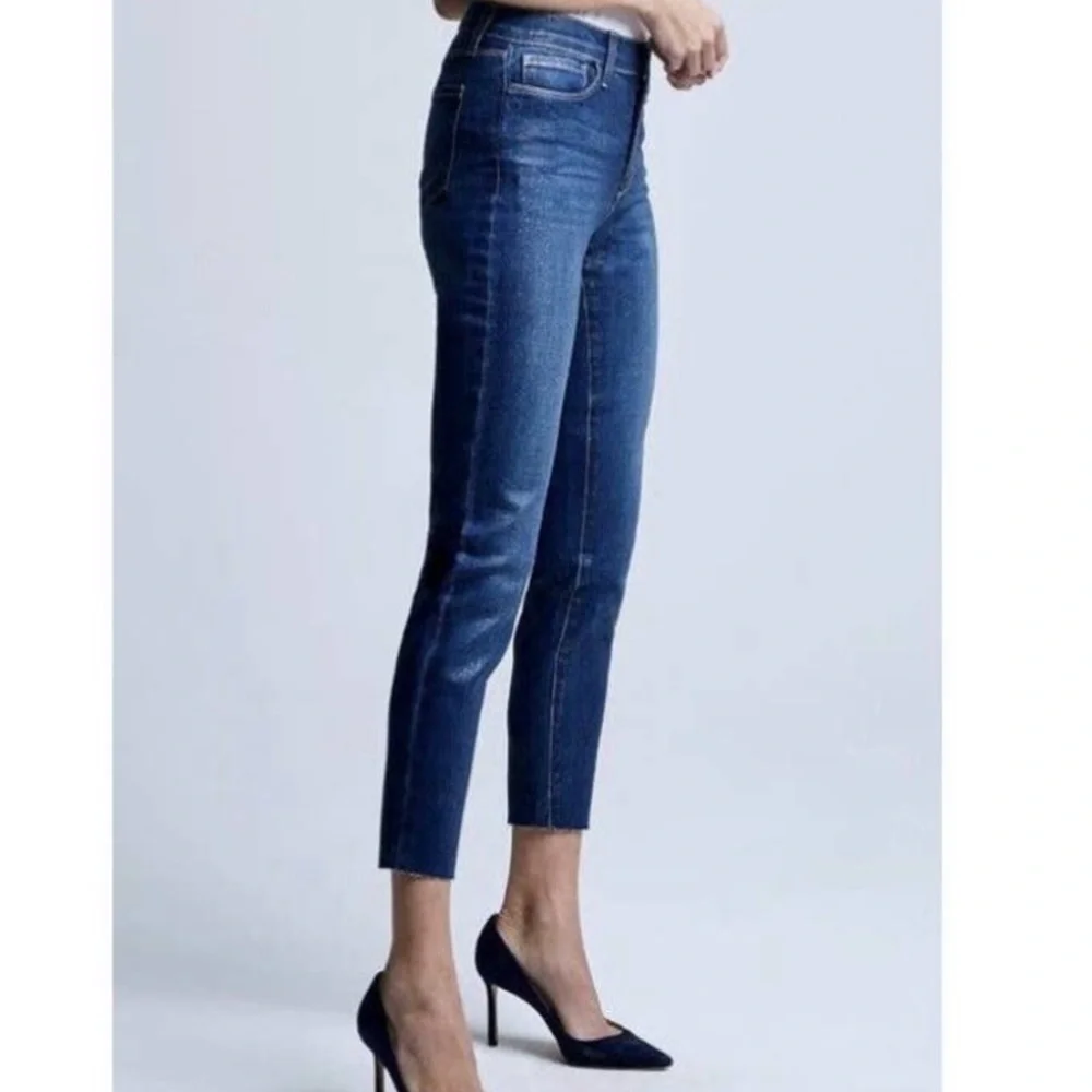 NEW L'AGENCE El Matador French Slim Fit Fremont Gold Glitter Coated Jeans